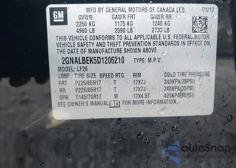 2013 Chevrolet Equinox Ls from USA, damaged, VIN 2GNALBEK5D1206210